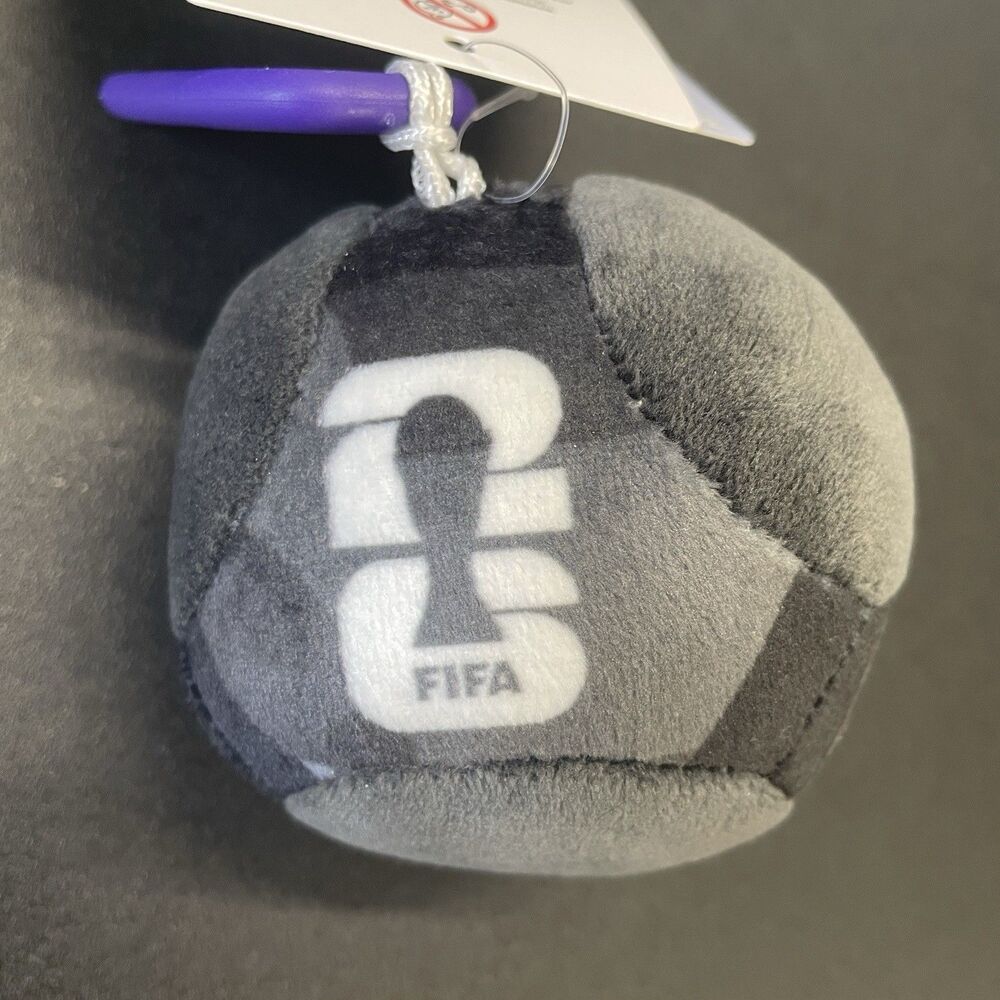 FIFA World Cup 26 Plush Soccer Ball Keychain Black Official Licensed 3” Finale